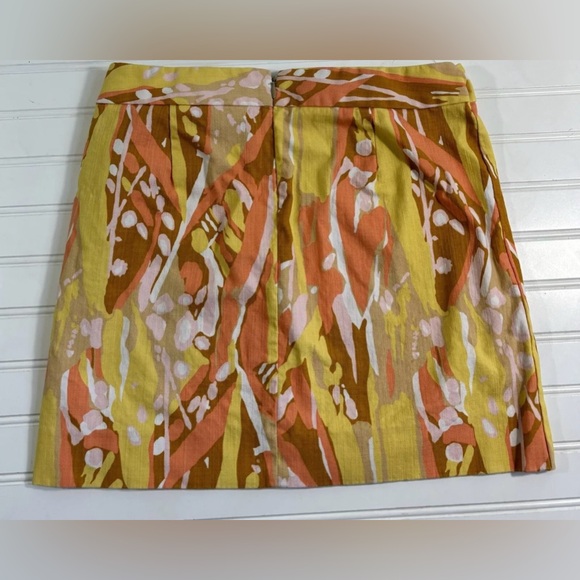 J. Crew Limoncello Mini Skirt Womens Size 8 Orange Yellow Brown Zipper - Picture 11 of 16